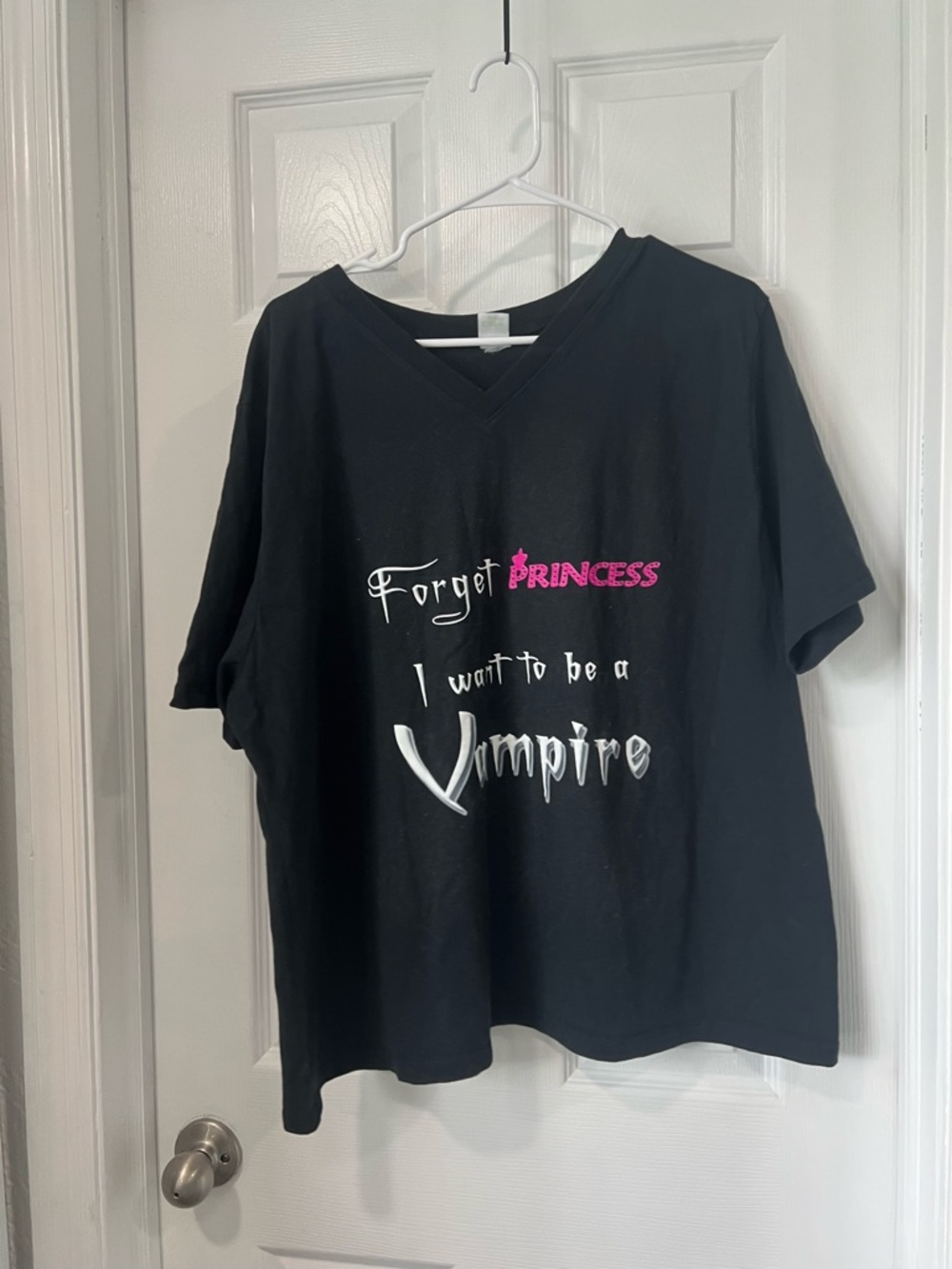 Forget Princess I Want to Be a Vampire Graphic V-Neck Tee - Black